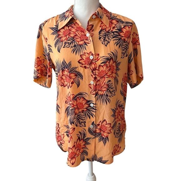 Floral Essential Silk Blouse Top Size Small Oversized - Picture 5 of 9